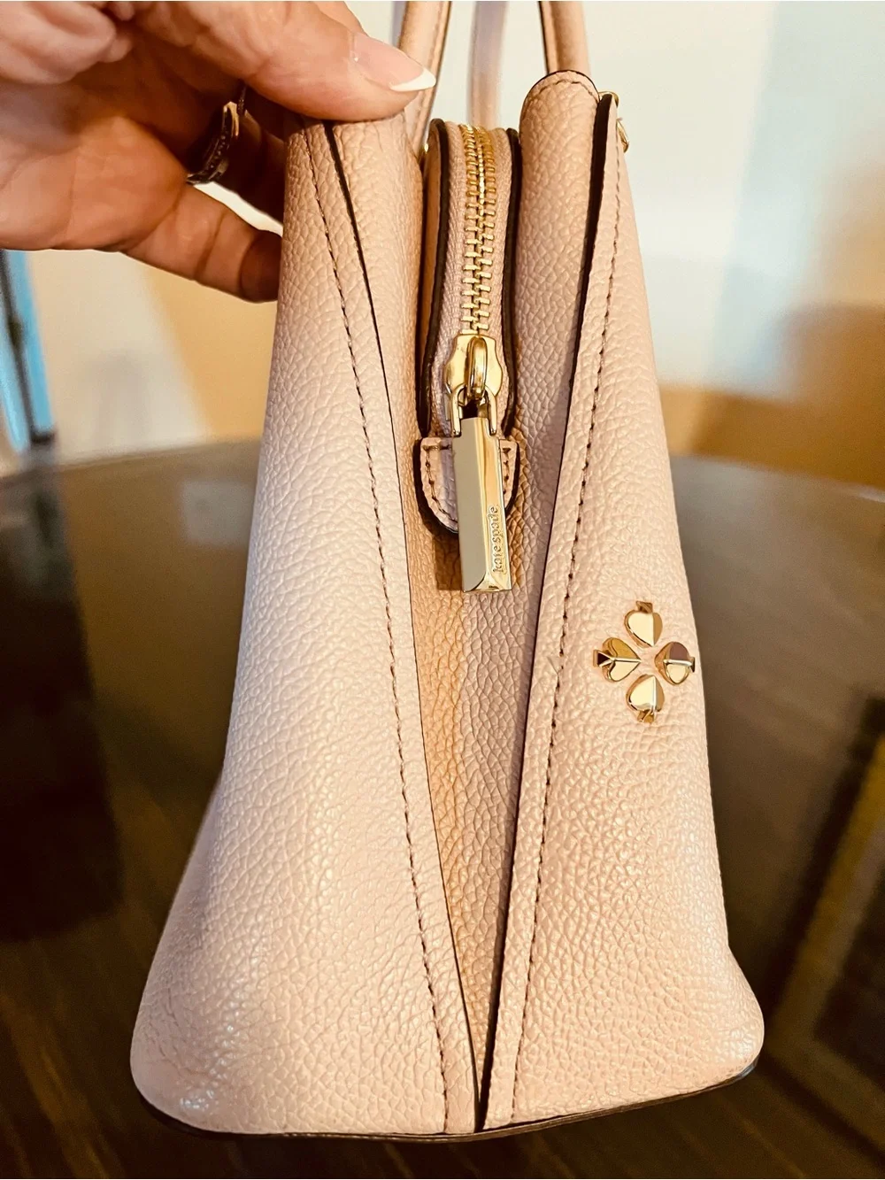 kate spade Blush Pink Margaux Leather Satchel with Gold Chain